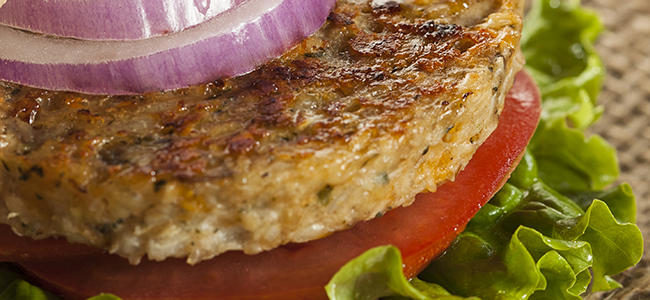 Photo of Lettuce-Wrapped Cheddar Veggie Burger with Avocado and Onion