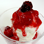 Coconut Lemon Ice Cream with Blackberry-Peach Compote