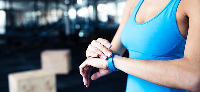 Woman checking her smart watch