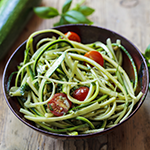 Zucchini Noodles with Spicy Chicken Sausage